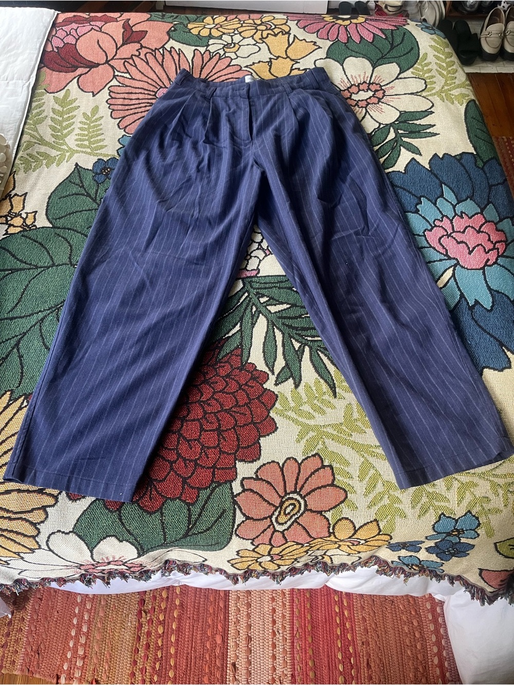 Urban Outfitters Navy Pinstripe Trousers